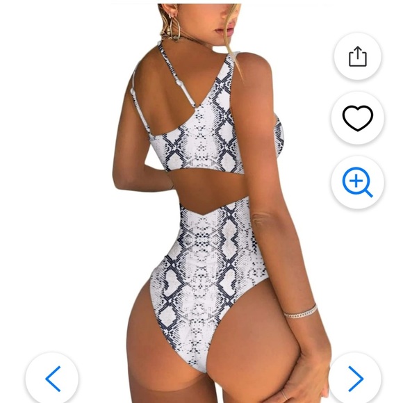 Python Print Halter Cutout One Piece Swimsuit NWT Size S - Picture 2 of 2